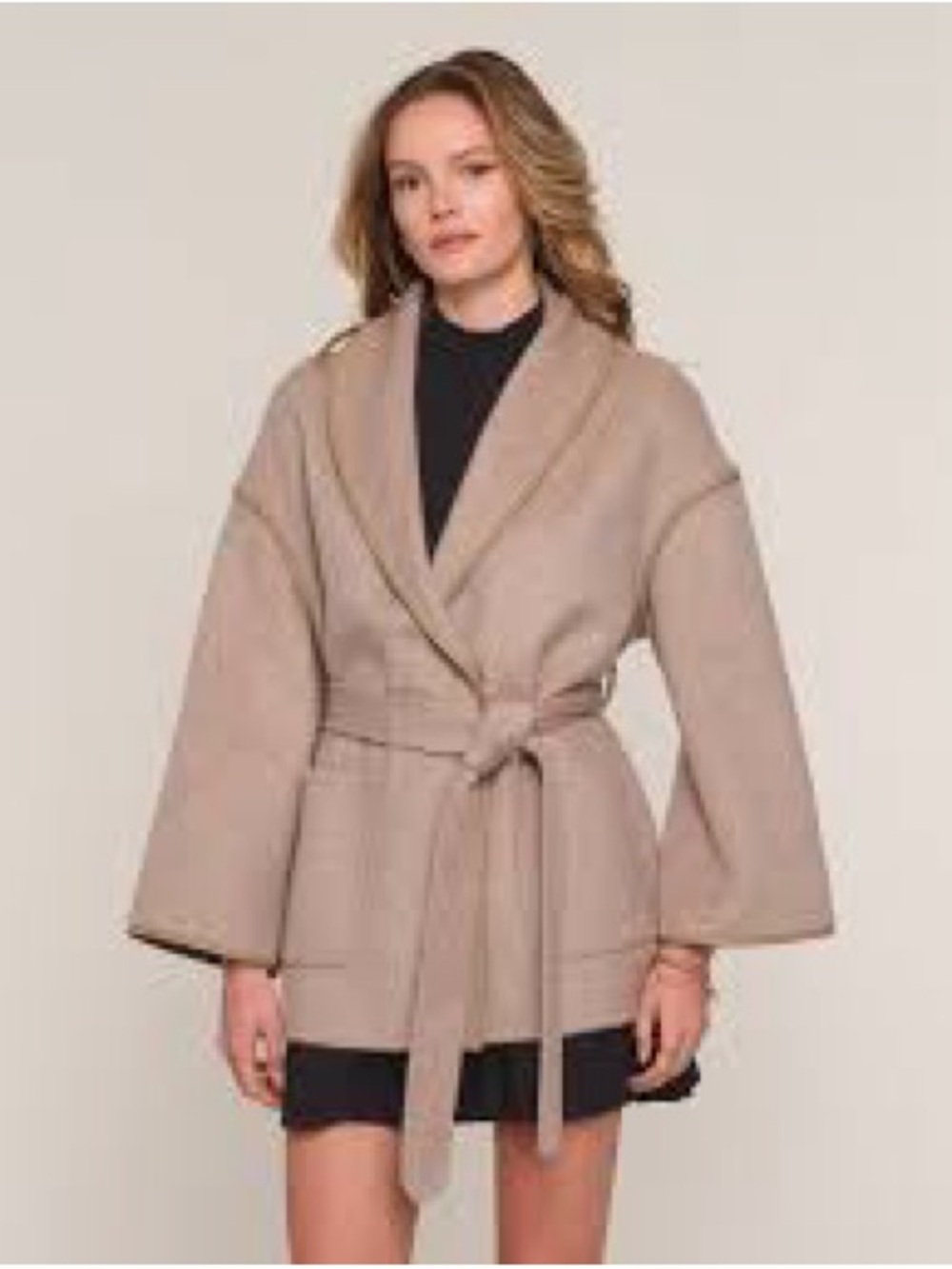Heartloom Taupe Belted Shawl-Collar Pea Coat (NWOT)